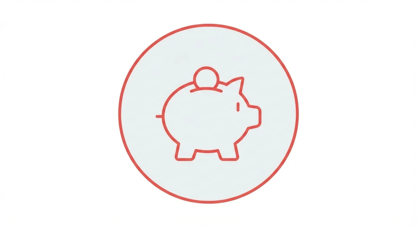 Piggy bank savings icon representing affordable prices and value for money